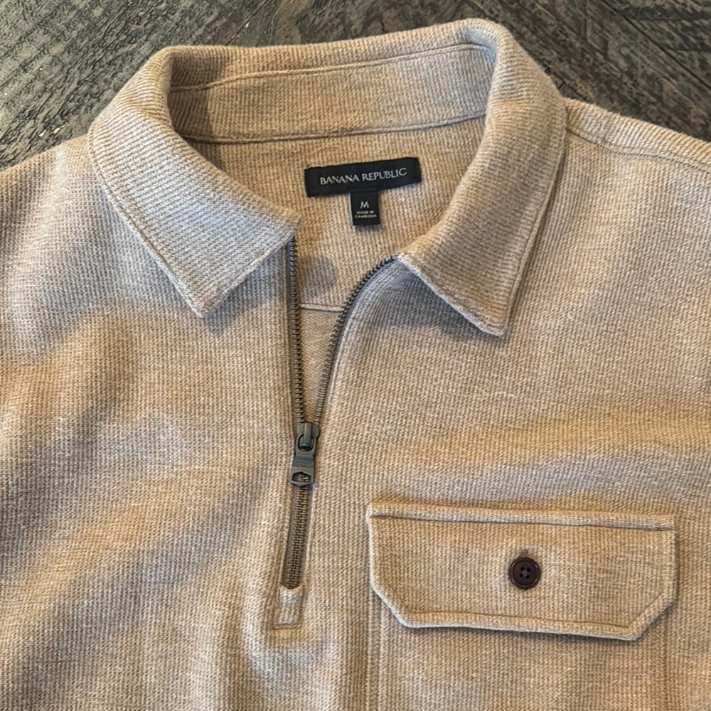 Banana Republic Beige Quarter-Zip Sweater